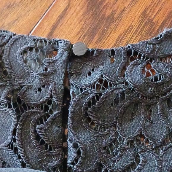 Worthington Black Cold Shoulder Blouse with Lace Detail - Picture 15 of 15